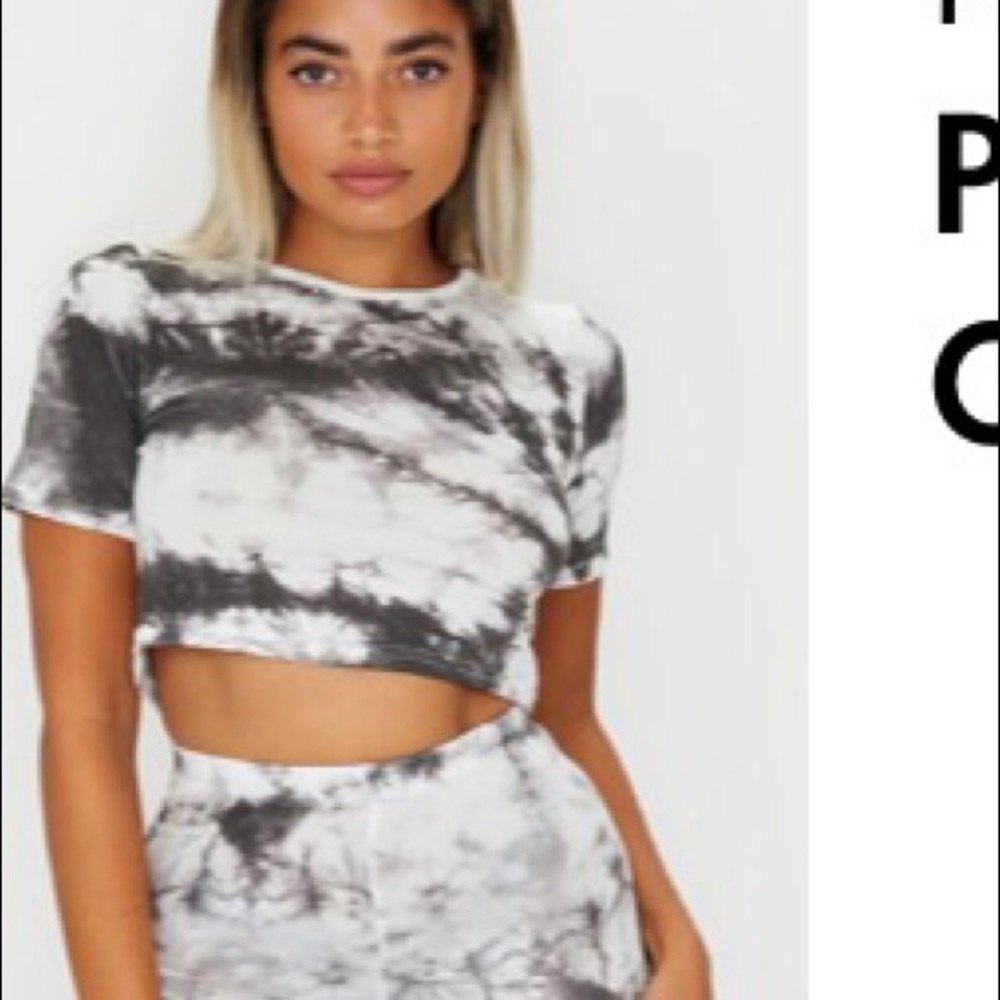 Petite Black Bike Short and Crop Top Set